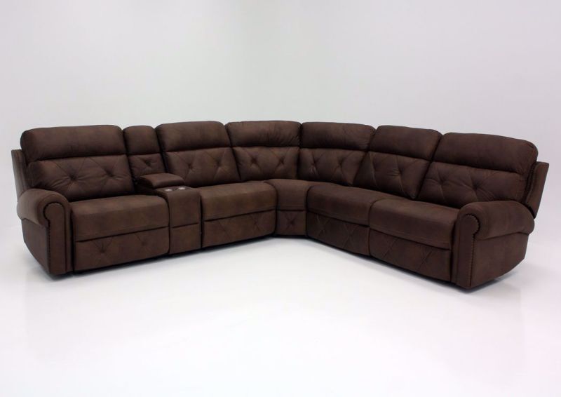 Front Facing Dark Brown Berkley POWER Sectional Sofa | Home Furniture + Mattress