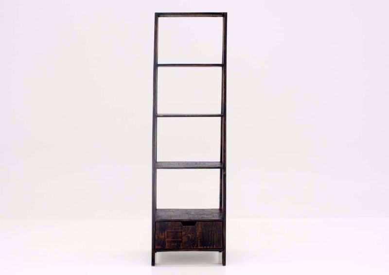 Rustic Dark Brown Ladder Bookcase Facing Front | Home Furniture Plus Bedding