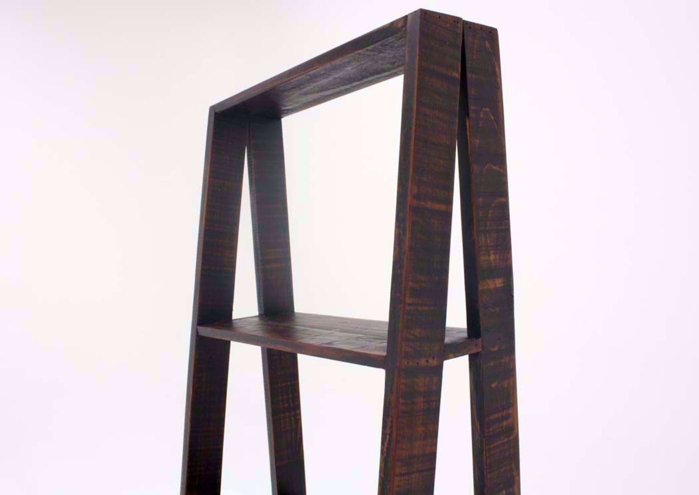Rustic Dark Brown Ladder Bookcase Showing the Top Portion of the Ladder | Home Furniture Plus Bedding