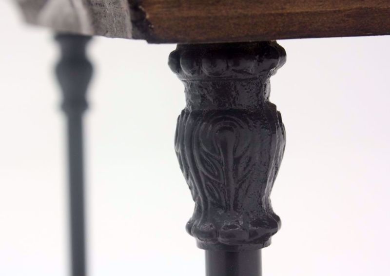Dark Brown Oliver End Table Wrought Iron Leg Detail | Home Furniture Plus Mattress
