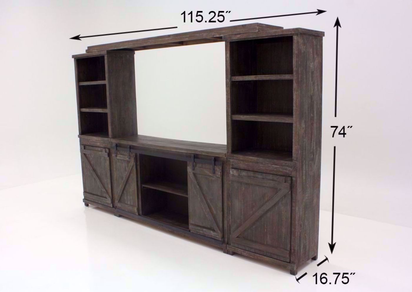 Barnwood Brown Braxton Entertainment Center Dimensions | Home Furniture Plus Bedding