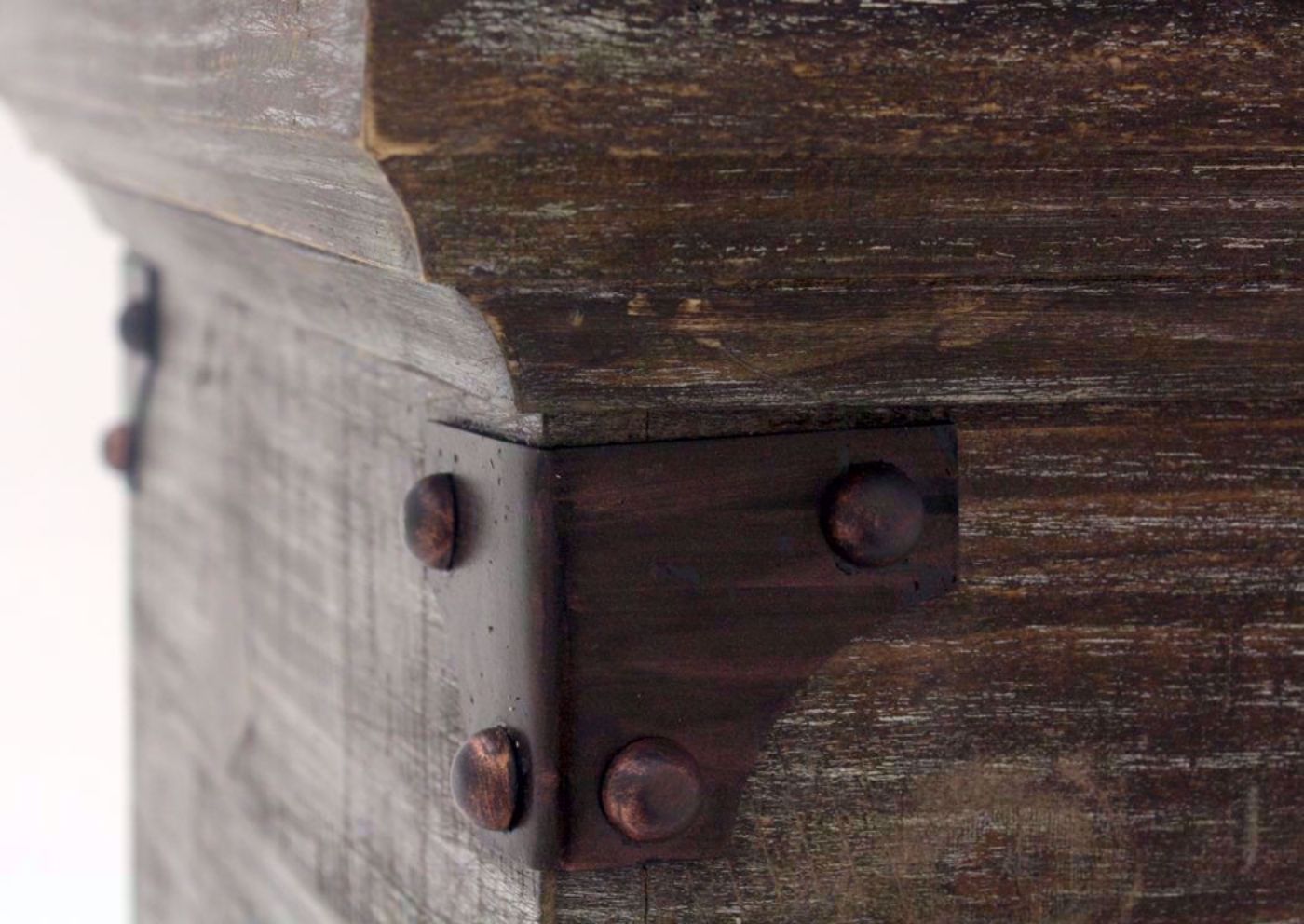 Barnwood Brown Carson Storage End Table Decorative Metal Accents Detail | Home Furniture Plus Bedding