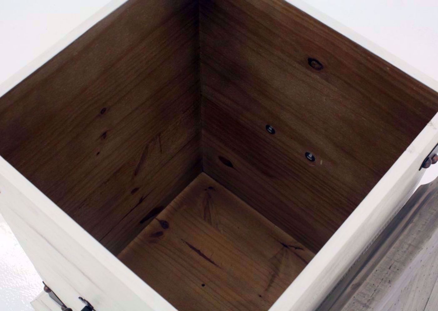 White Carson Lift-Top End Table Table Storage Interior Detail | Home Furniture Plus Bedding