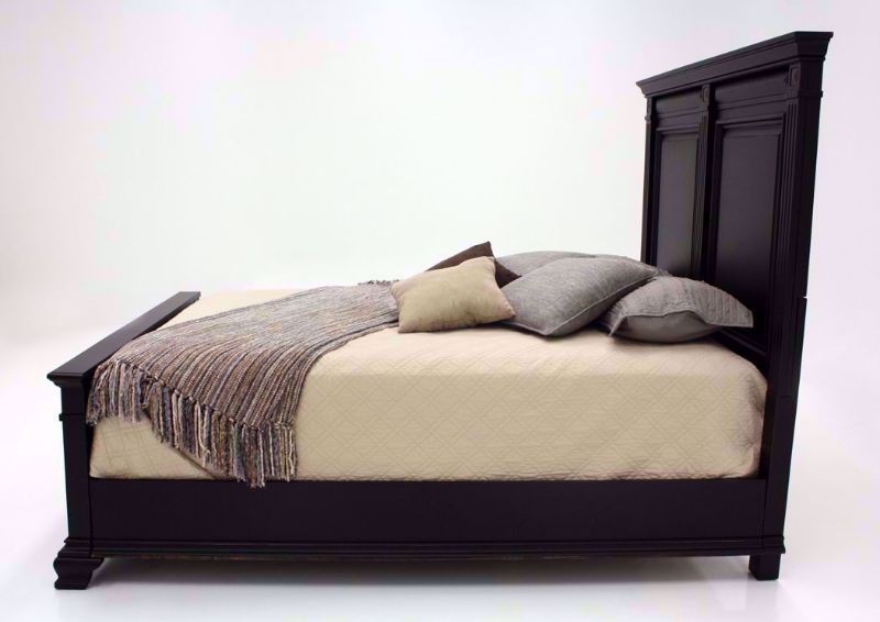 Distressed Black Passages Queen Bed Showing the Side View | Home Furniture Plus Mattress