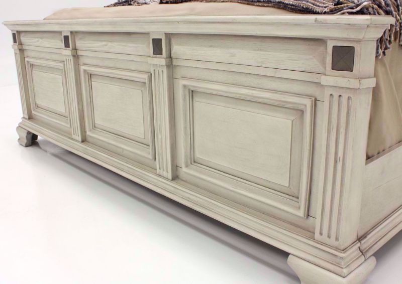 Distressed White Passages King Size Bed Showing the Panel Footboard | Home Furniture Plus Mattress