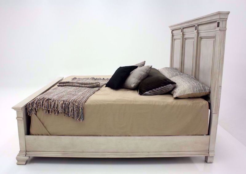 Distressed White Passages King Size Bed Showing the Side View | Home Furniture Plus Mattress