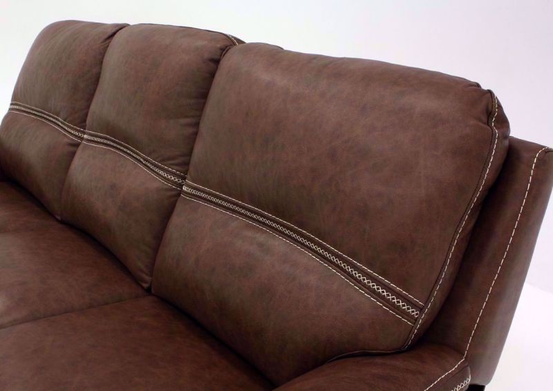 Brown Mason Leather POWER Reclining Sofa Seat Back Detail | Home Furniture Plus Mattress