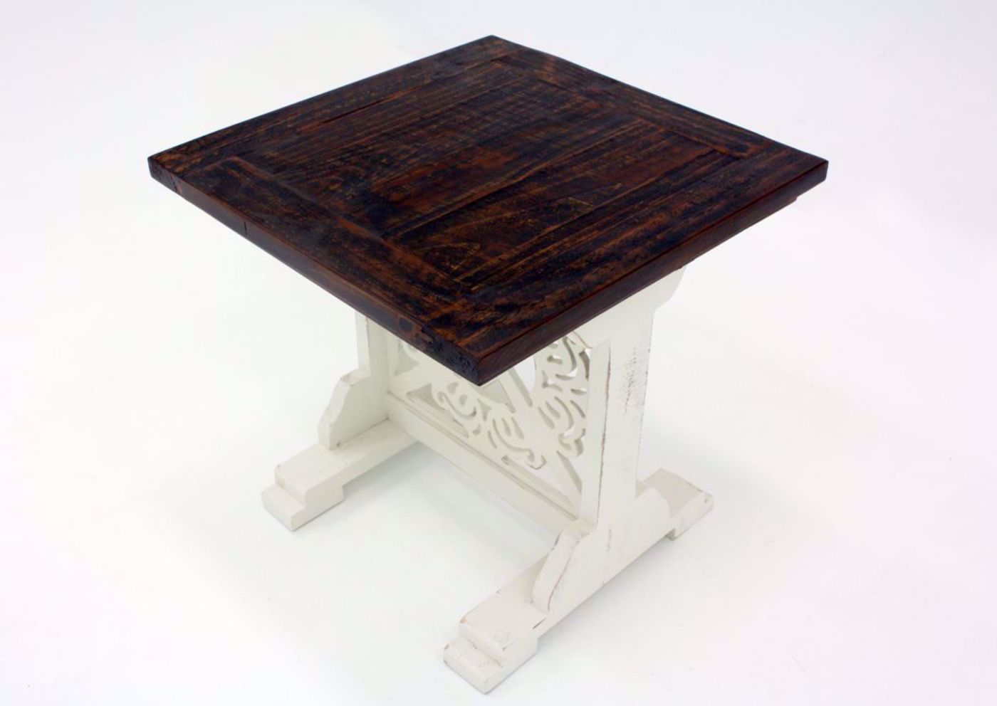 Two-Tone White and Brown Mandalay End Table at an Angle Front the Top | Home Furniture Plus Bedding