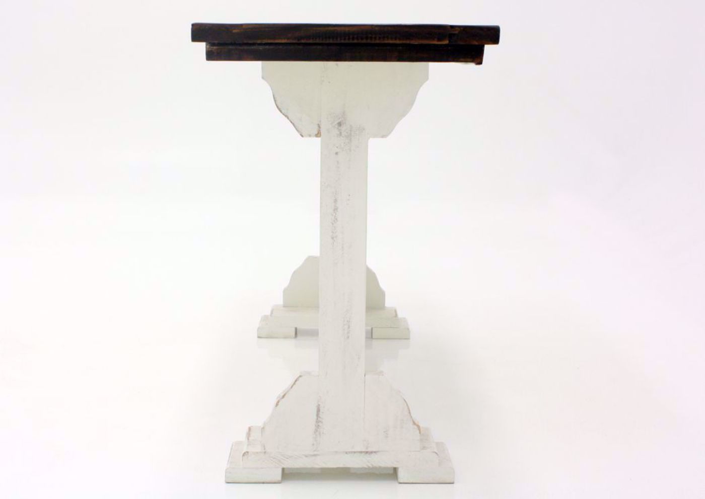 Two-Tone White and Brown Mandalay Sofa Table From the Side | Home Furniture Plus Bedding