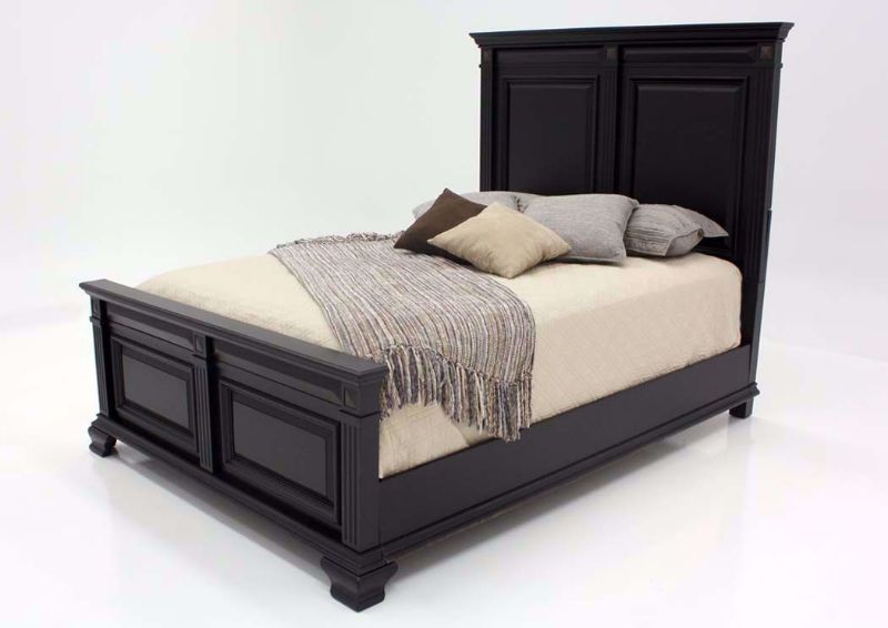 Distressed Black Passages Queen Bed at an Angle | Home Furniture Plus Mattress