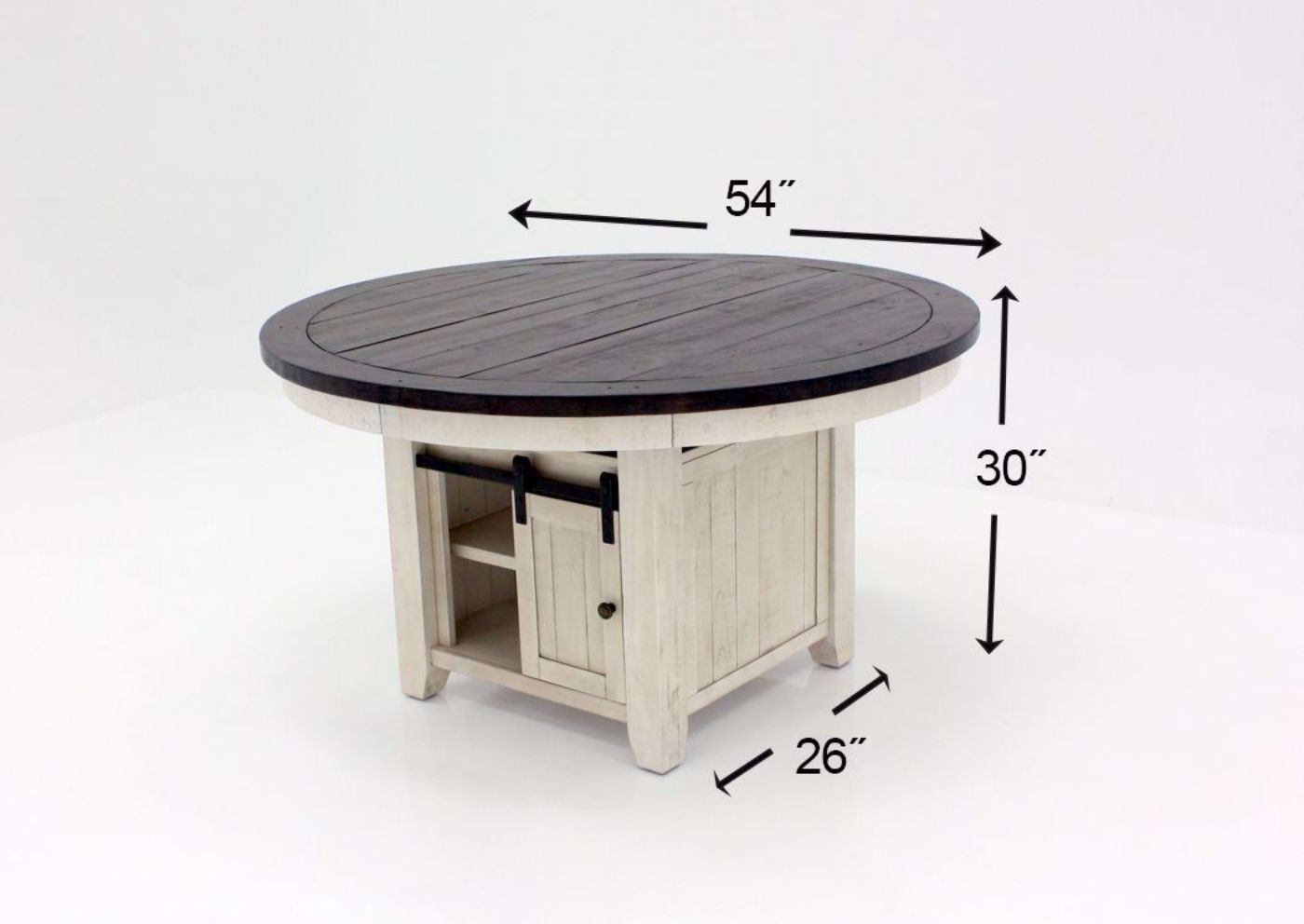 Distressed White Two-Tone Madison County Dining Table Set Showing the Table Dimensions | Home Furniture Plus Mattress