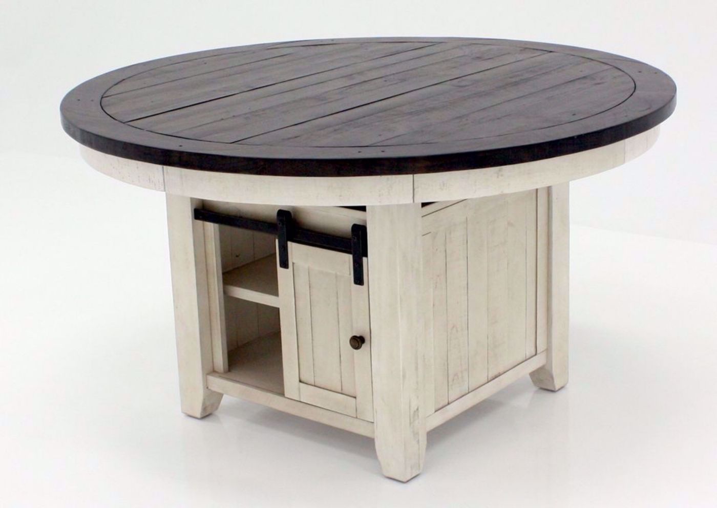 Distressed White Two-Tone Madison County Dining Table Set Showing the Table at an Angle | Home Furniture Plus Mattress