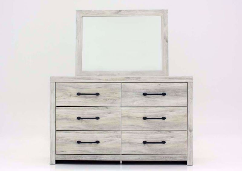Whitewash White Cambeck Dresser with Mirror by Ashley Furniture Facing Front | Home Furniture Plus Mattress