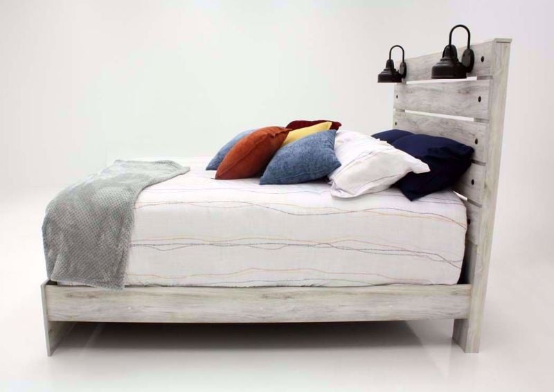 Rustic White Cambeck Queen Size Bed by Ashley Furniture Showing the Side View | Home Furniture Plus Mattress
