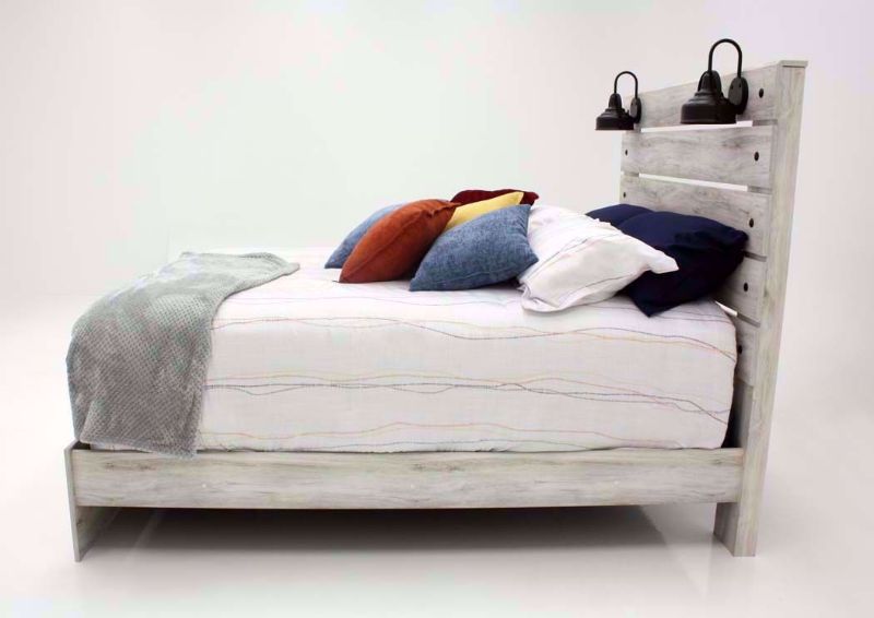 Whitewash White Cambeck King Size Bed by Ashley Furniture Showing the Side View | Home Furniture Plus Mattress