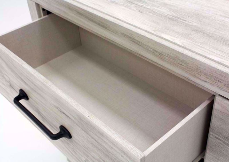 Whitewash White Cambeck Dresser with Mirror by Ashley Furniture Showing the Drawer Interior | Home Furniture Plus Mattress