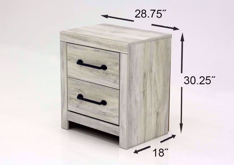Rustic White Cambeck Nightstand by Ashley Furniture Showing the Dimensions | Home Furniture Plus Mattress