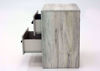 Rustic White Cambeck Nightstand by Ashley Furniture Showing the Side View with the Drawers Open | Home Furniture Plus Mattress