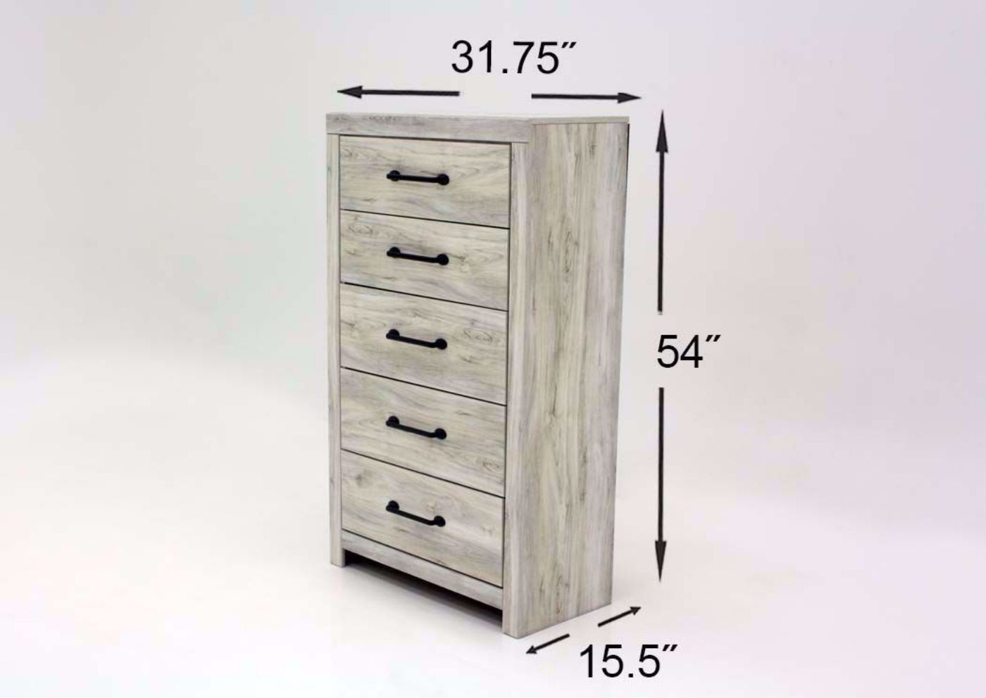 Rustic White Cambeck Chest of Drawers by Ashley Furniture Showing Dimensions | Home Furniture Plus Mattress