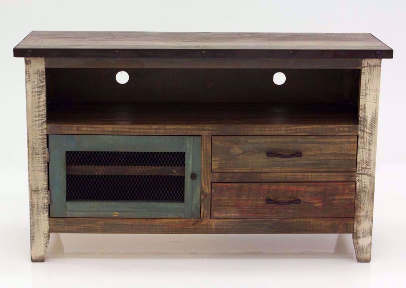 Rustic Multi-Color Amarillo TV Stand 52” Facing Front | Home Furniture Plus Mattress