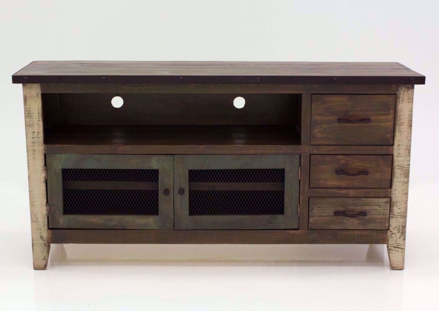 Rustic Multi Color Amarillo TV Stand 62" Facing Front | Home Furniture Plus Mattress