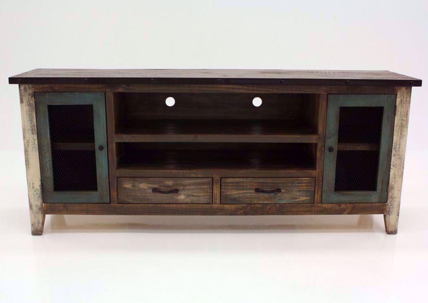 Rustic Multi Color Amarillo TV Stand 76" Facing Front | Home Furniture Plus Mattress