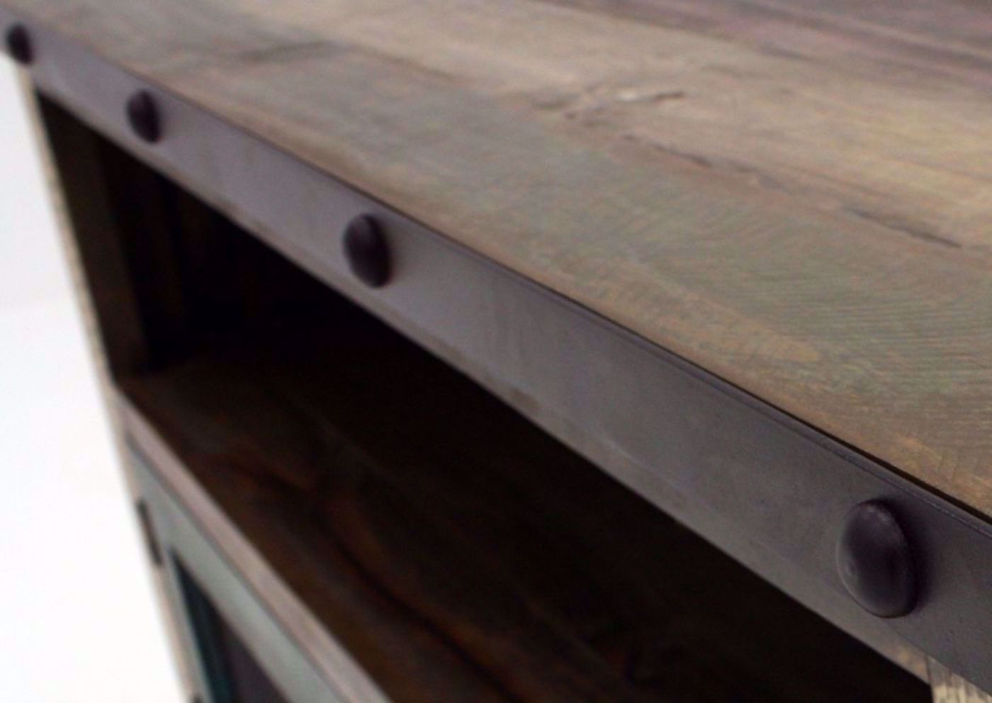 Rustic Multi-Color Amarillo TV Stand 52” Showing the Metal Edge Accents | Home Furniture Plus Mattress