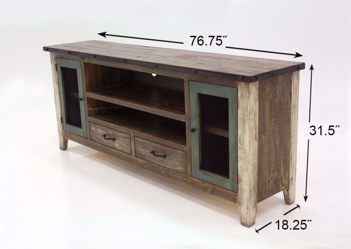 Rustic Multi Color Amarillo TV Stand 76" Dimensions | Home Furniture Plus Mattress