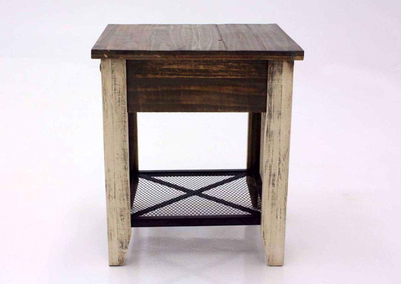 Rustic Multi-Colored Amarillo End Table Showing the Side View | Home Furniture Plus Mattress