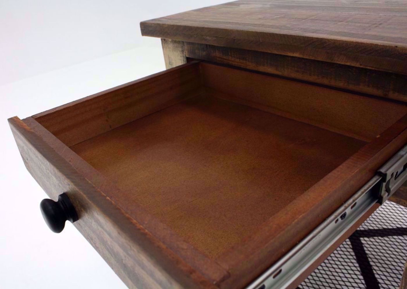 Rustic Multi-Colored Amarillo End Table Showing the Drawer Interior Detail | Home Furniture Plus Mattress
