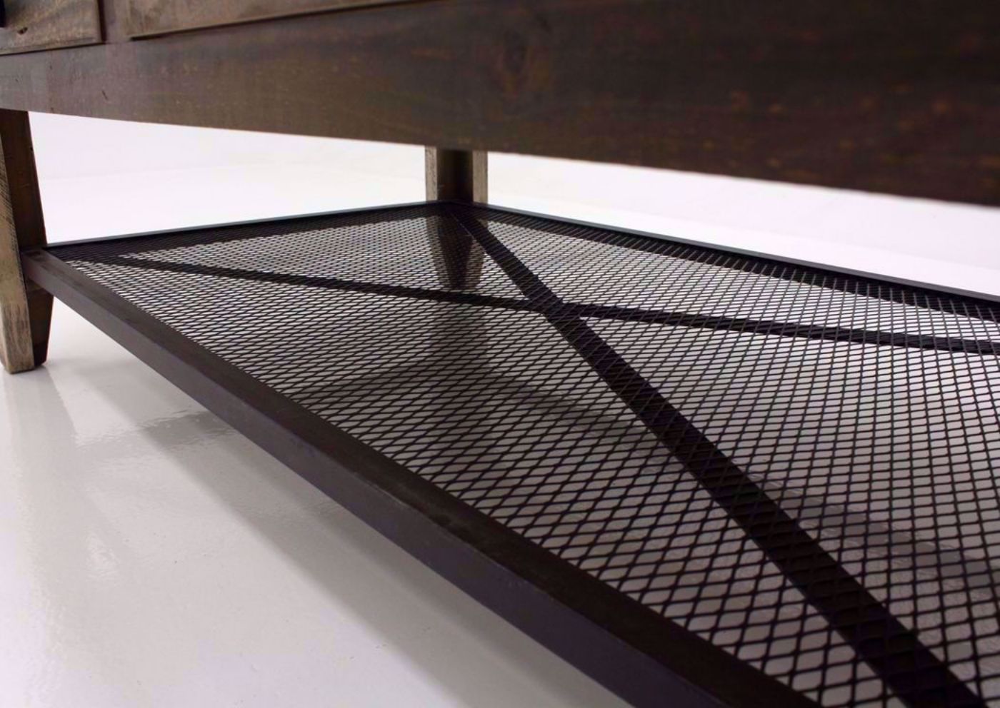 Rustic Multi-Colored Amarillo Coffee Table Showing the Lower Metal Shelf Detail | Home Furniture Plus Mattress
