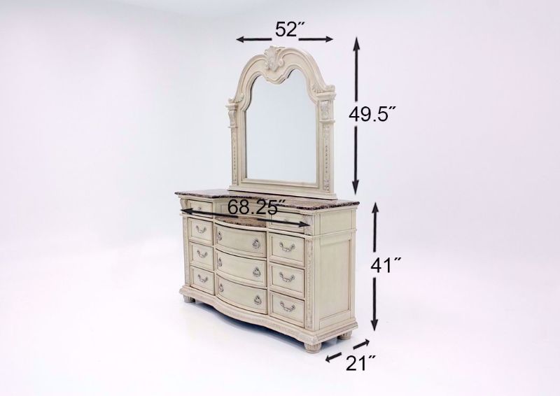 Antique White Stanley Dresser with Mirror Dimensions | Home Furniture Plus Mattress