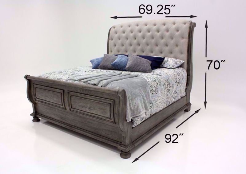 Gray Pecan Lake Way Upholstered Queen Size Bed Dimensions | Home Furniture Plus Mattress