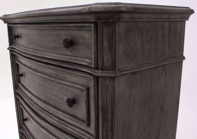 Gray Pecan Lake Way Chest of Drawers at an Angle Showing the Wood Detail | Home Furniture Plus Mattress