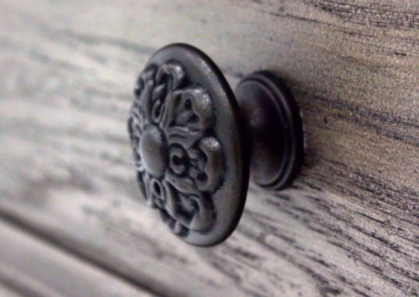 Gray Pecan Lake Way Chest of Drawers Showing the Metal Decorative Drawer Knob | Home Furniture Plus Mattress