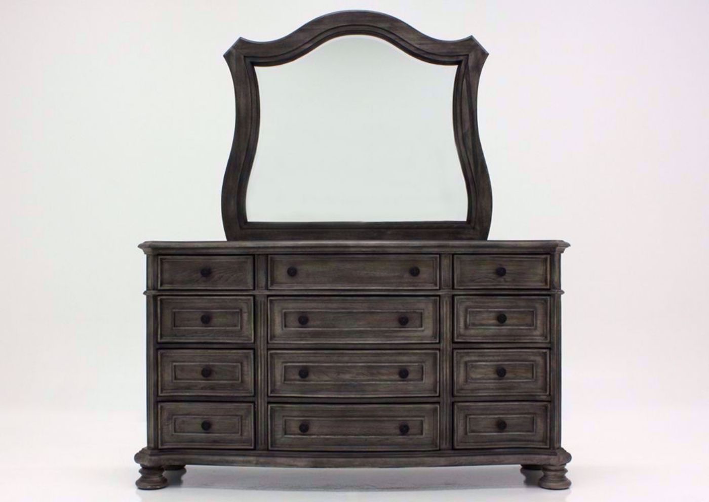 Gray Pecan Lake Way Dresser with Mirror Facing Front | Home Furniture Plus Mattress