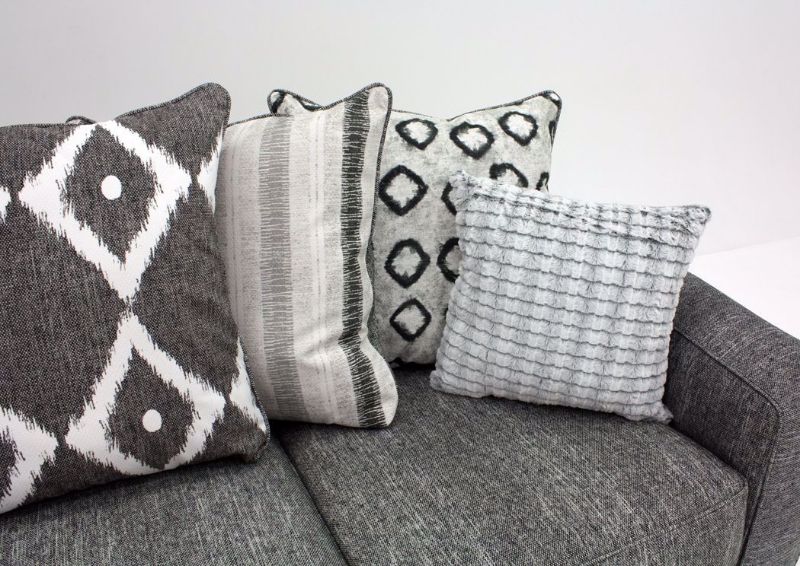 Stonewash Sofa, Gray, Accent Pillow Details | Home Furniture Plus Mattress
