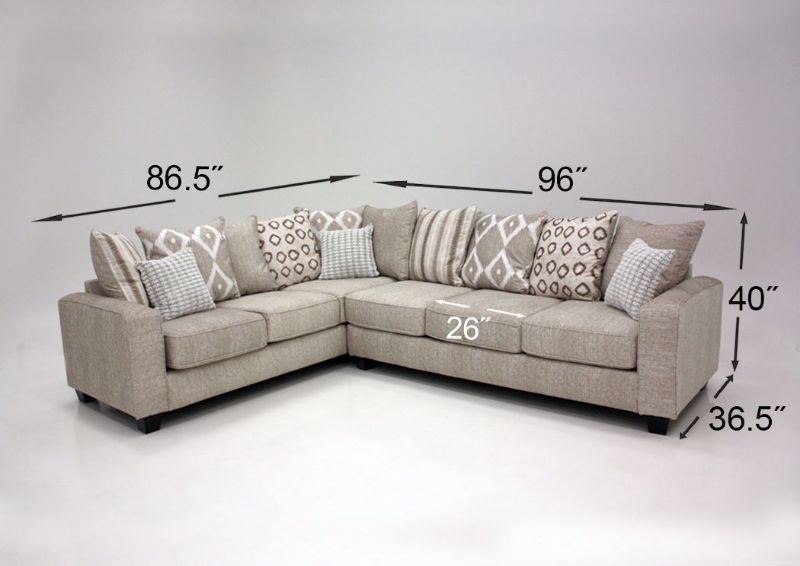 Stonewash Sectional Sofa, Tan, Dimensions | Home Furniture Plus Mattress