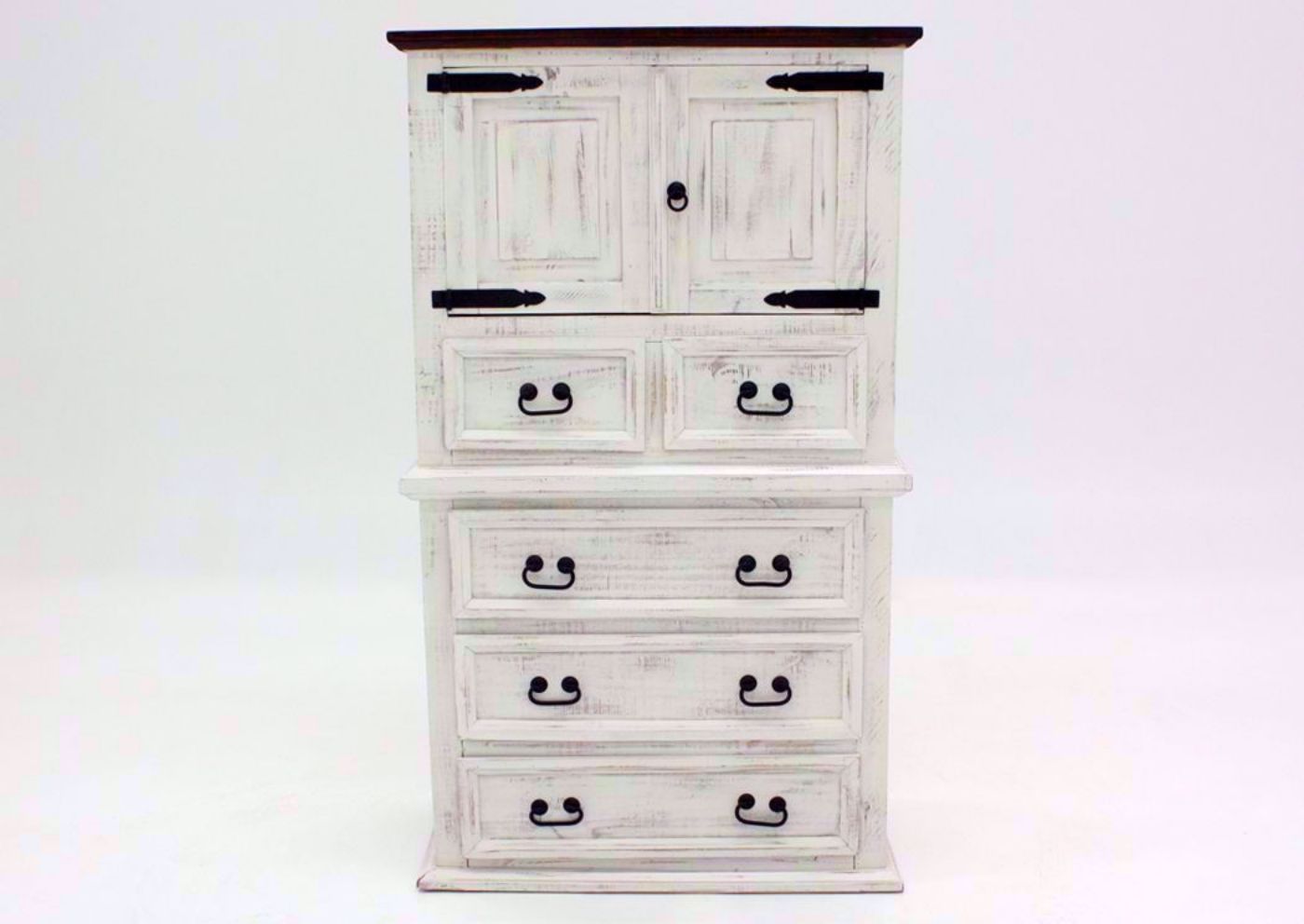 Rustic White Mansion Door Chest of Drawers Facing Front | Home Furniture Plus Mattress