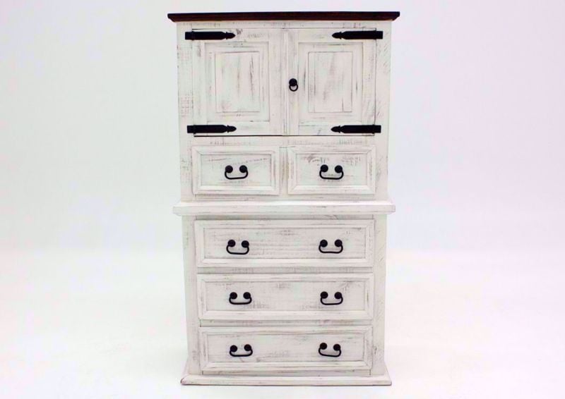 Rustic White Mansion Door Chest of Drawers Facing Front | Home Furniture Plus Mattress