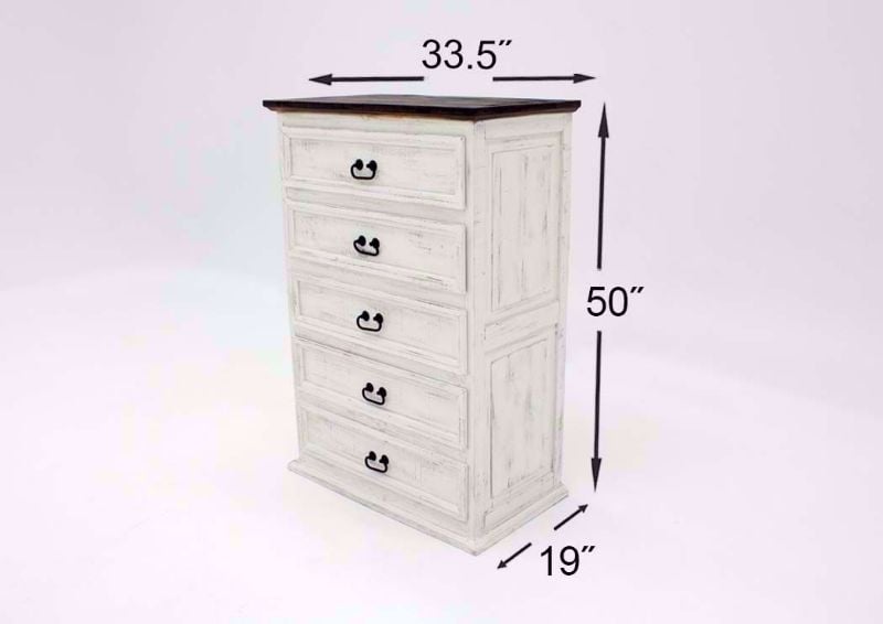 Rustic White Mansion 5 Drawer Bedroom Chest Dimensions | Home Furniture Plus Mattress