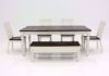 White Two-Tone Joanna Dining Table and Bench Set Facing Front | Home Furniture Plus Bedding