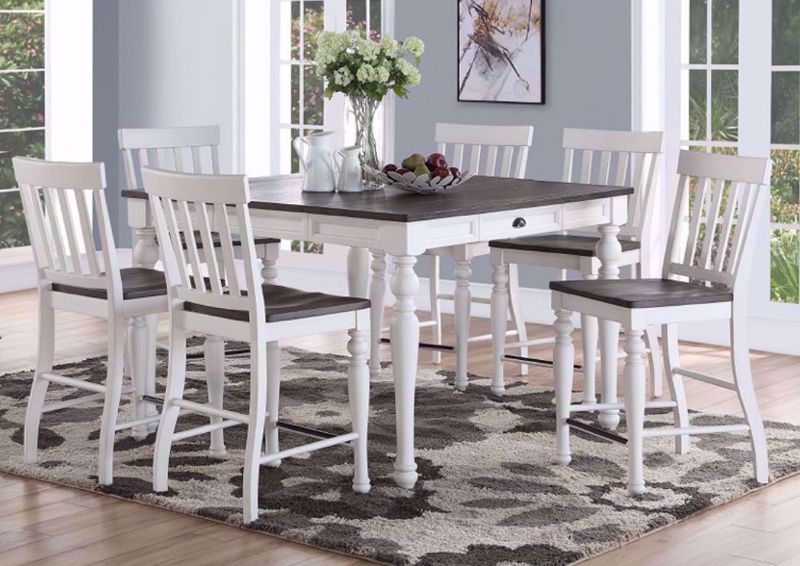 White Two-Tone Joanna Dining Table and Chair Set in a Room Setting | Home Furniture Plus Bedding