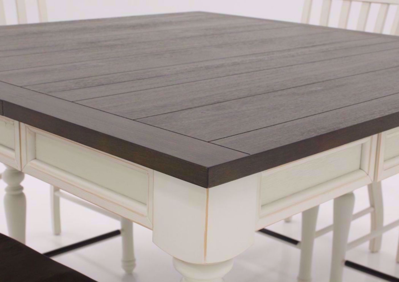White Two-Tone Joanna Dining Table and Chair Set Showing the Table Top Detail | Home Furniture Plus Bedding