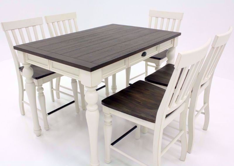 White Two-Tone Joanna Dining Table and Chair Set at an Angle | Home Furniture Plus Bedding