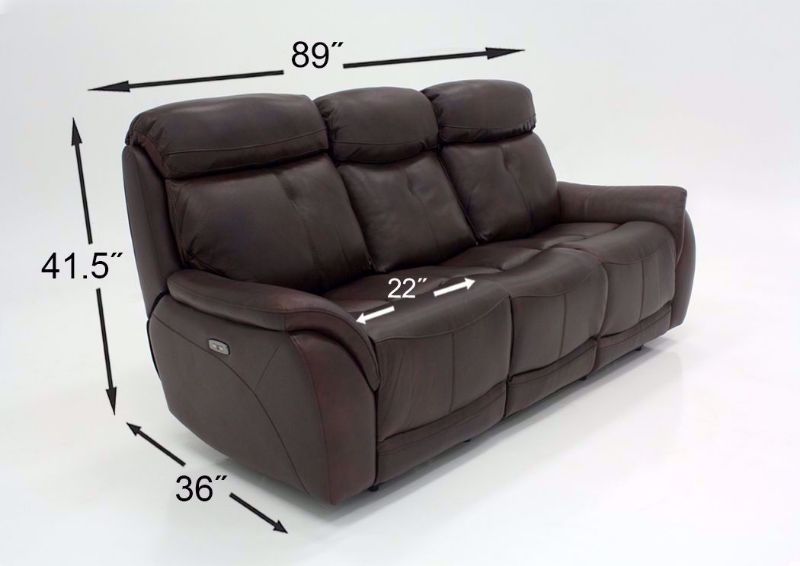 Brown Alpha POWER Reclining Sofa Dimensions | Home Furniture Plus Mattress