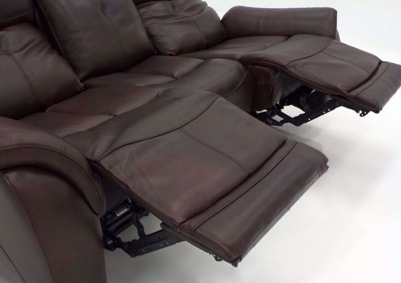 Brown Alpha POWER Reclining Sofa Showing the Chaise Detail | Home Furniture Plus Mattress