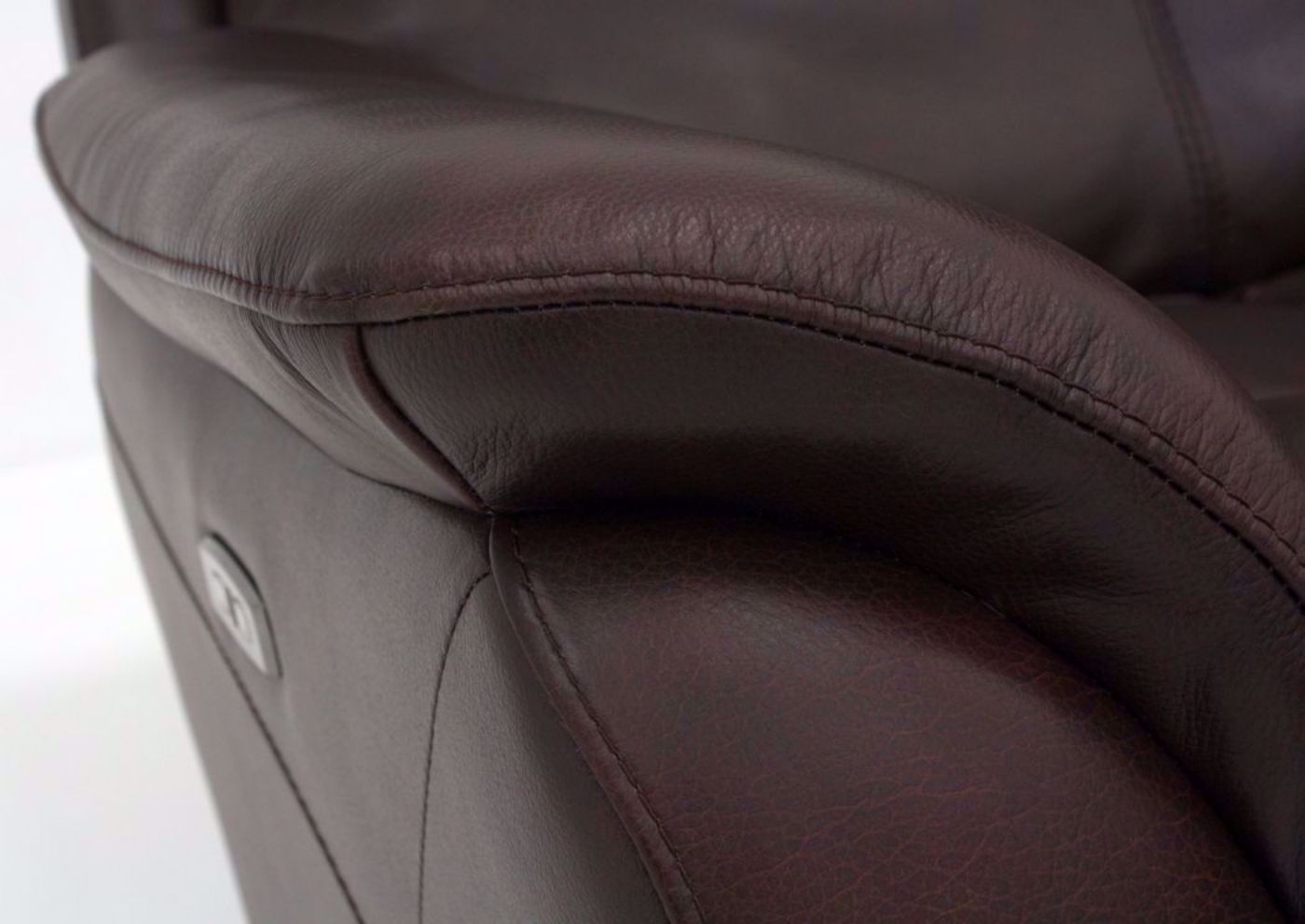 Brown Alpha POWER Glider Reclining Loveseat Showing Pillow Arm Detail | Home Furniture Plus Mattress