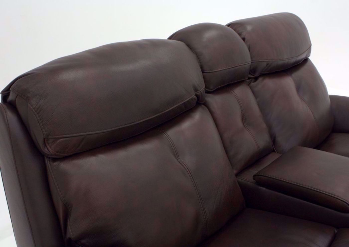 Brown Alpha POWER Glider Reclining Loveseat Showing the Seat Back Detail | Home Furniture Plus Mattress