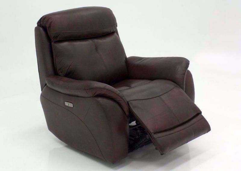 Brown Alpha POWER Recliner at an Angle With the Chaise Open | Home Furniture Plus Mattress